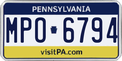 PA license plate MPO6794