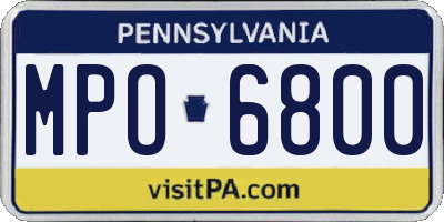 PA license plate MPO6800