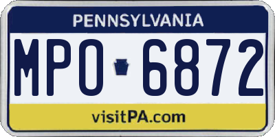 PA license plate MPO6872