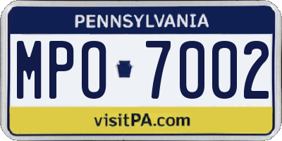 PA license plate MPO7002