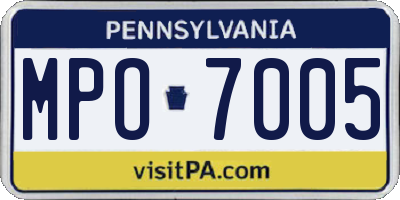 PA license plate MPO7005