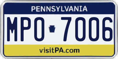 PA license plate MPO7006