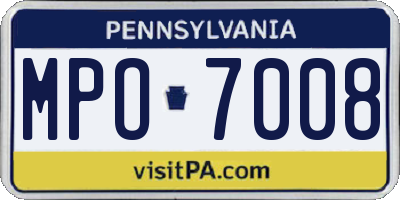 PA license plate MPO7008