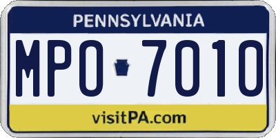 PA license plate MPO7010