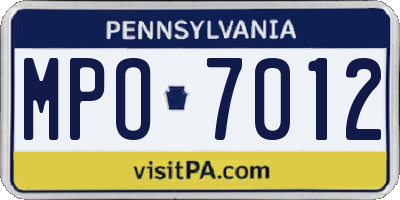 PA license plate MPO7012
