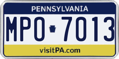 PA license plate MPO7013