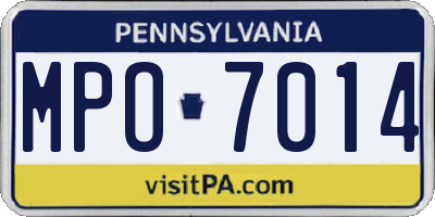 PA license plate MPO7014