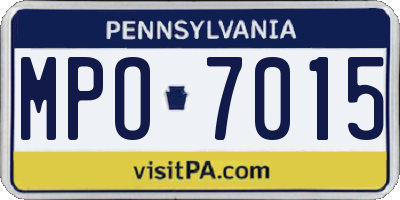 PA license plate MPO7015