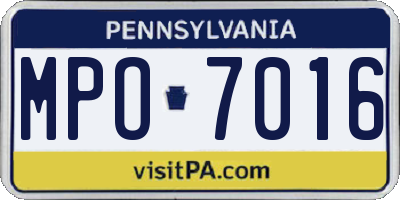 PA license plate MPO7016