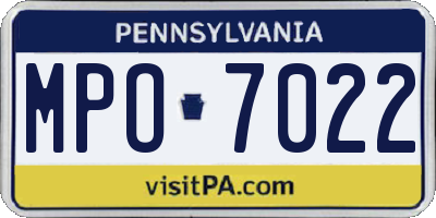PA license plate MPO7022