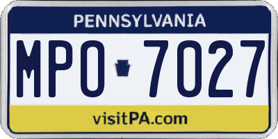 PA license plate MPO7027