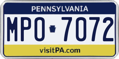 PA license plate MPO7072