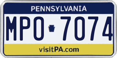 PA license plate MPO7074