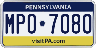PA license plate MPO7080