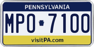 PA license plate MPO7100