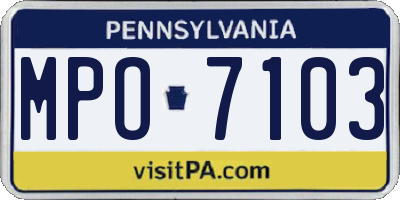 PA license plate MPO7103