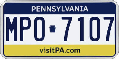 PA license plate MPO7107