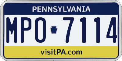 PA license plate MPO7114