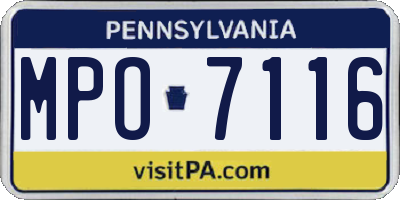 PA license plate MPO7116