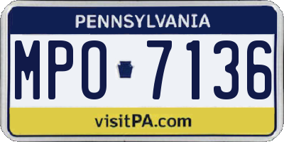 PA license plate MPO7136