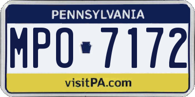 PA license plate MPO7172