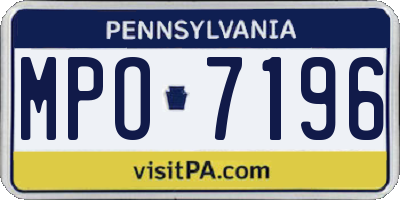 PA license plate MPO7196