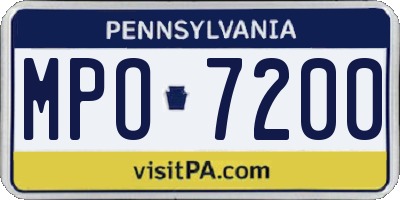 PA license plate MPO7200