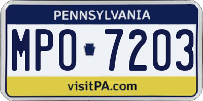 PA license plate MPO7203