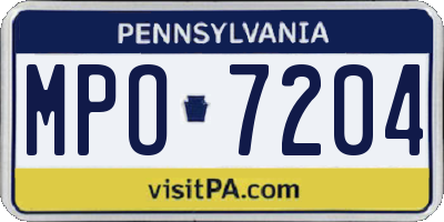 PA license plate MPO7204