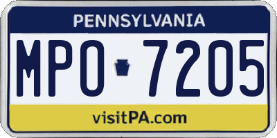PA license plate MPO7205