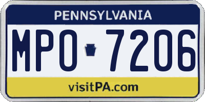 PA license plate MPO7206