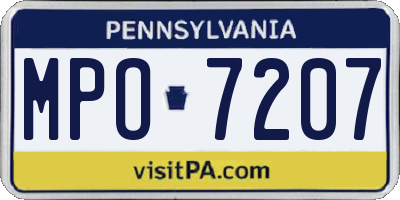 PA license plate MPO7207