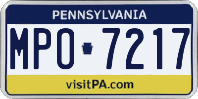 PA license plate MPO7217