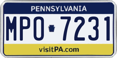 PA license plate MPO7231