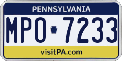 PA license plate MPO7233