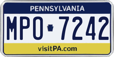 PA license plate MPO7242