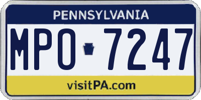 PA license plate MPO7247