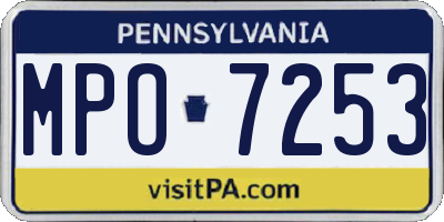 PA license plate MPO7253