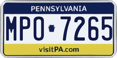 PA license plate MPO7265