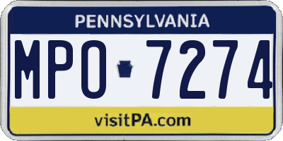 PA license plate MPO7274