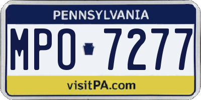 PA license plate MPO7277