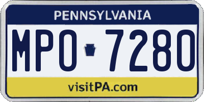 PA license plate MPO7280