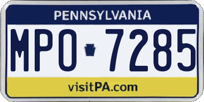 PA license plate MPO7285