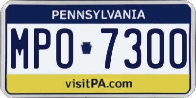 PA license plate MPO7300