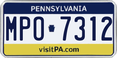 PA license plate MPO7312