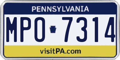 PA license plate MPO7314