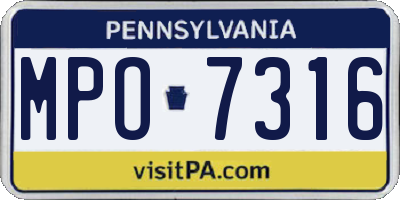 PA license plate MPO7316