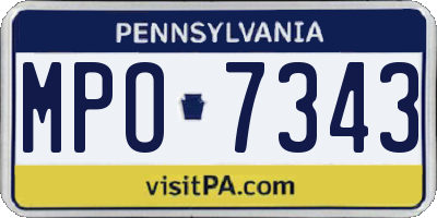 PA license plate MPO7343