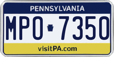 PA license plate MPO7350