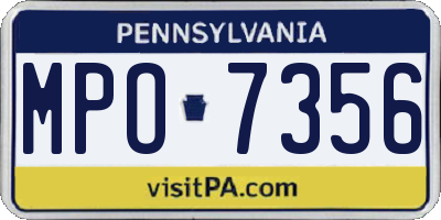 PA license plate MPO7356